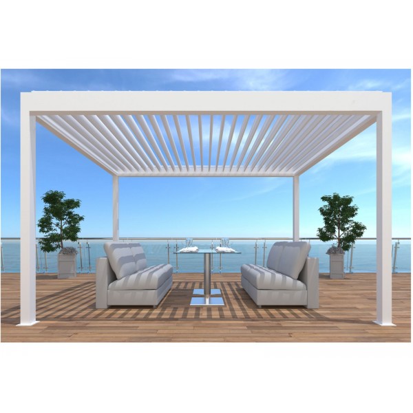 PERGOLA MOTORISE EN BLANC RAL 9010 Lames blanches